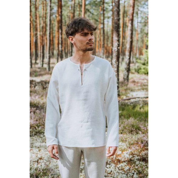 Lina krekls balts etnogrāfisks